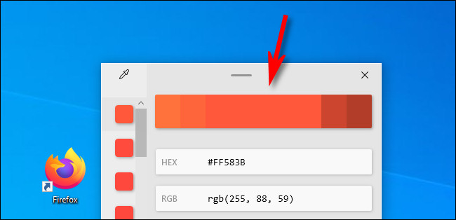 No Seletor de cores, clique na barra de cores para ajustar os valores das cores.