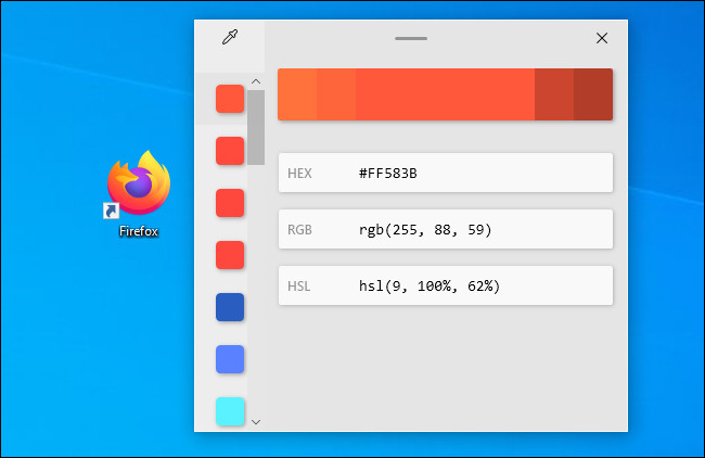 A janela de detalhes do PowerToys Color Picker.