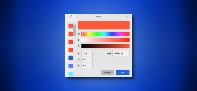 Janela de seleção de cores PowerToys em fundo azul