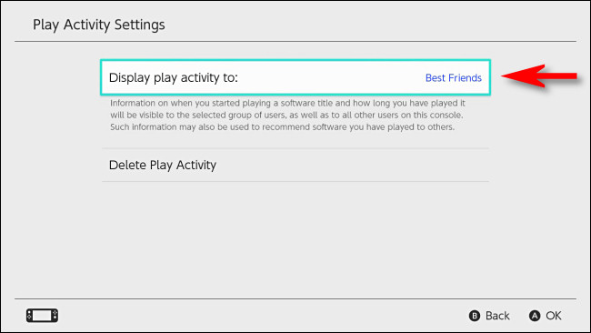 Em Alternar configurações de usuário, defina "Exibir atividade de jogo para" como "Melhores amigos".