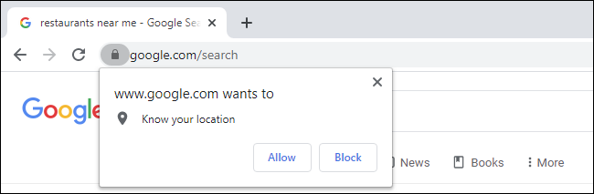 Google pedindo sua localização no Chrome no Windows 10