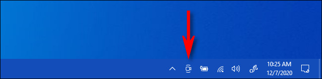 O ícone Meet Now na barra de tarefas do Windows 10.