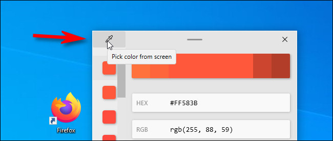 No Color Picker, clique no botão conta-gotas para escolher outra cor.