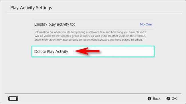 Em Alternar configurações de usuário, selecione "Excluir atividade do Play".