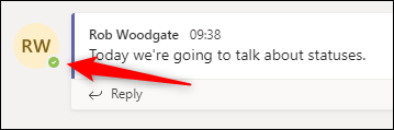 O ícone de perfil de um usuário ao lado de uma mensagem postada por ele.