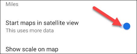 iniciar mapas na alternância de visualização de satélite