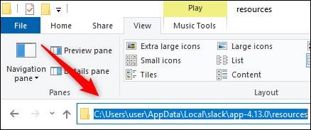 A localização dos Recursos no Windows Explorer.