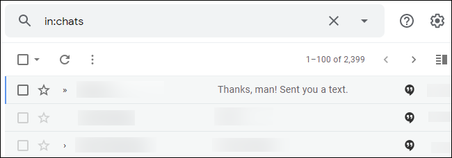 Registros de bate-papo no Gmail.
