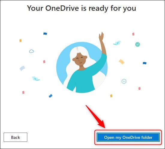 O botão "Abrir minha pasta OneDrive".