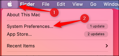 Ícone do menu Iniciar da Apple e opções de menu