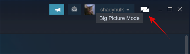 Clique no botão Big Picture Mode no Steam
