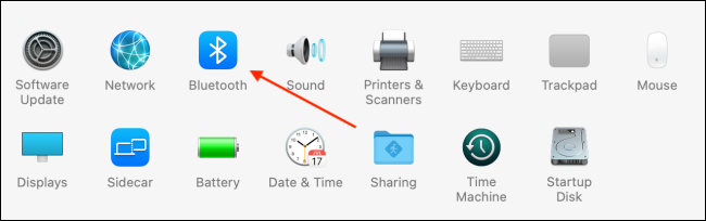 Escolha Bluetooth nas Preferências do Sistema