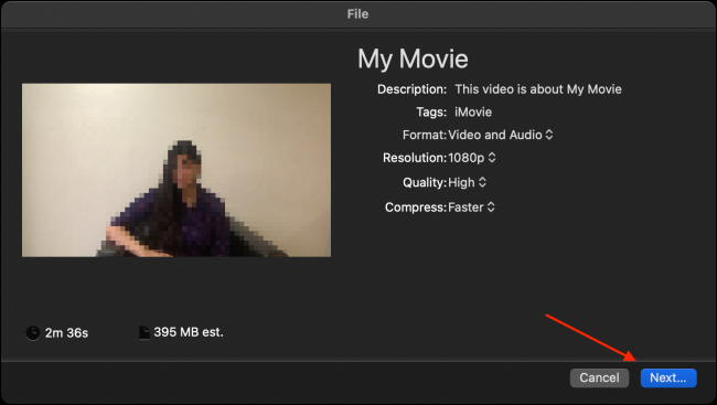 Clique em Avançar no iMovie