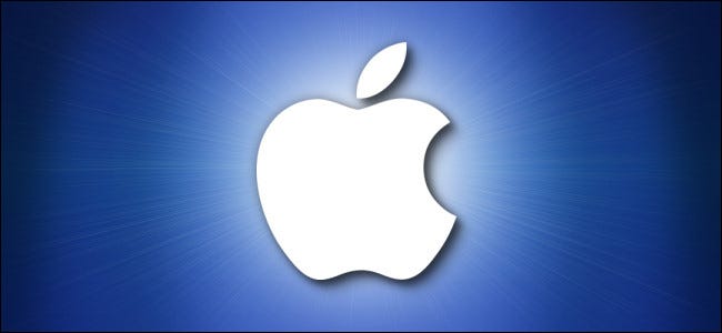 Logotipo da Apple em fundo azul