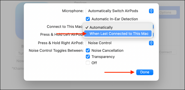 Desative o recurso de conexão automática para AirPods no Mac