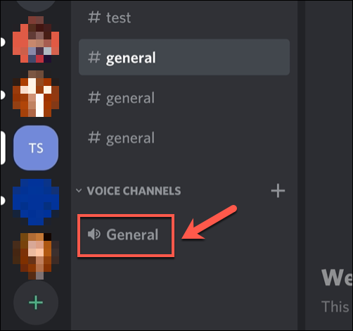 Na lista de canais do Discord, pressione e segure o nome do canal de voz.