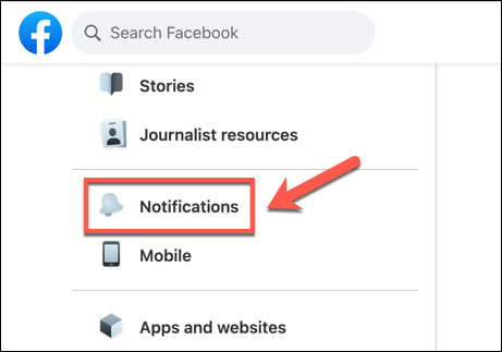 No menu de configurações do Facebook, pressione a opção "Notificações".