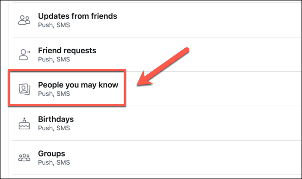 No menu "Notificações" do Facebook, clique na opção "Pessoas que talvez você conheça".