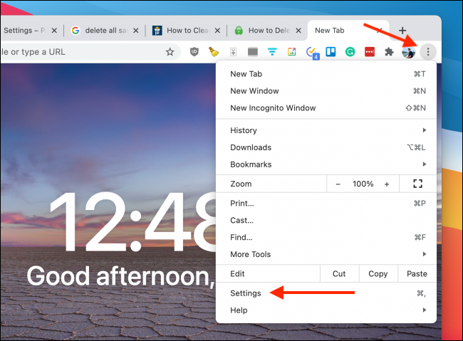 Vá para Configurações do Chrome