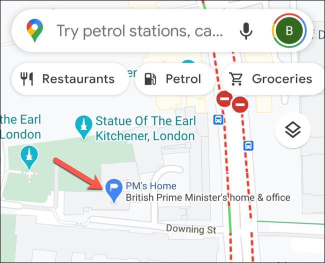 Um exemplo de etiqueta privada no aplicativo móvel do Google Maps.