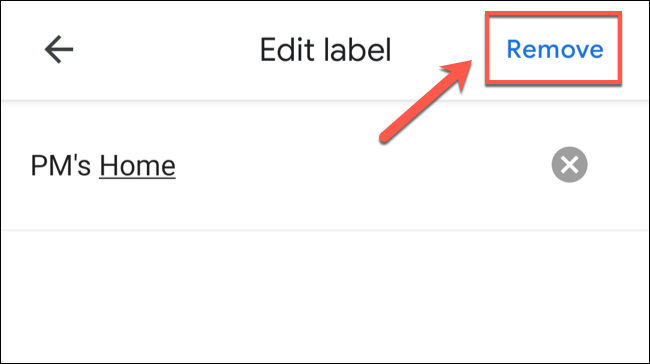 Para remover uma etiqueta privada no Google Maps, toque na opção "Remover" no canto superior direito.