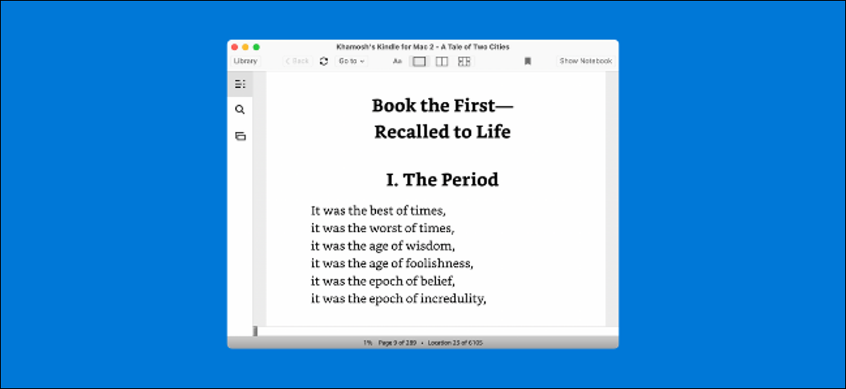 Usuário do Kindle lendo seu e-book no computador
