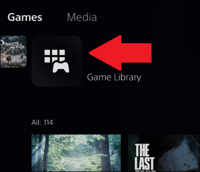 onde encontrar a biblioteca de jogos ps5 no menu principal