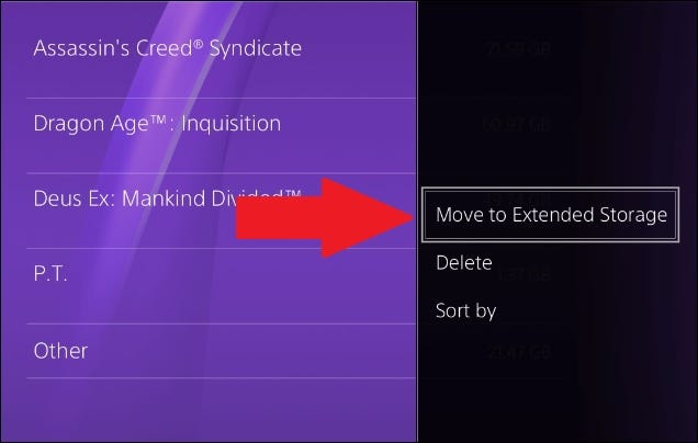mover jogos ps4 para armazenamento estendido