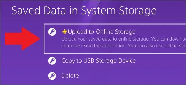 upload ps4 salva para armazenamento online