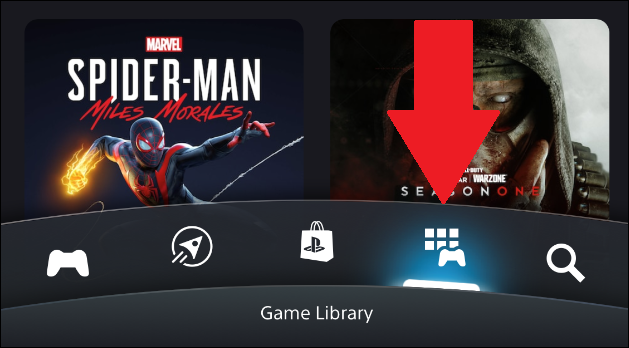 Biblioteca de aplicativos PlayStation no aplicativo móvel