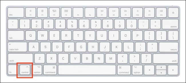 Pressione a tecla de controle no teclado do Mac