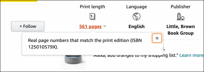 Opção de tamanho de impressão no livro Kindle na Amazon