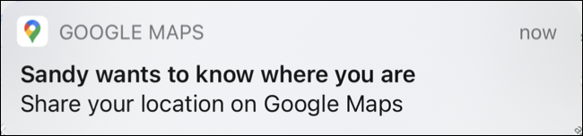 Notificação de solicitação de localização no Google Maps