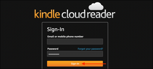 Faça login no Kindle Cloud Reader