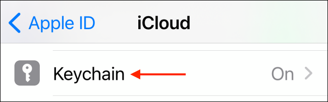 Toque em Keychain nas configurações do iCloud