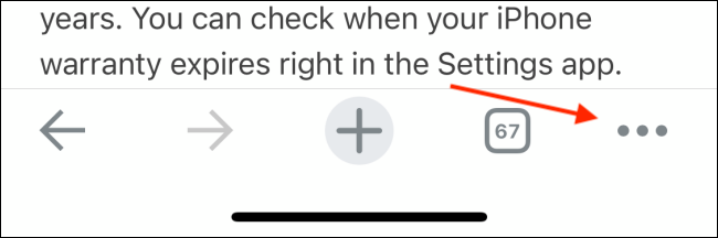 Toque em Menu do Chrome no iPhone