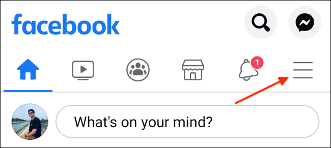 Toque em Menu no Facebook para Android