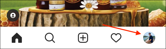Toque em Perfil na barra de ferramentas do Instagram
