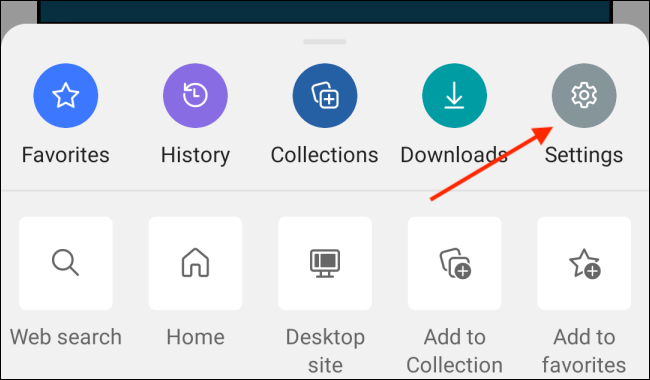 Toque em Configurações do Menu no Edge para Android