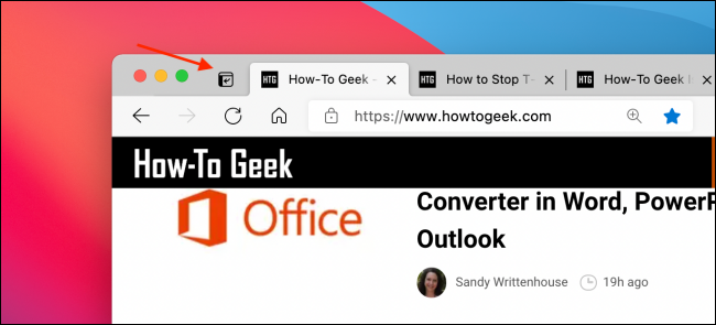 Botão de guias verticais no Microsoft Edge