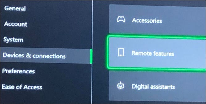 onde encontrar recursos remotos nas configurações do xbox