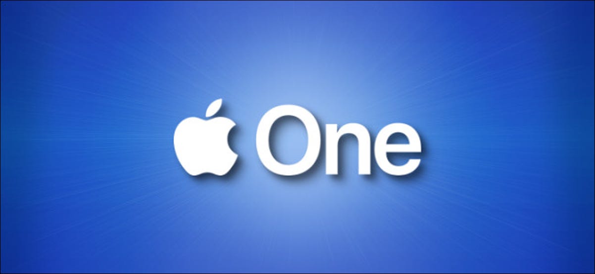 O logotipo da Apple One em um fundo azul