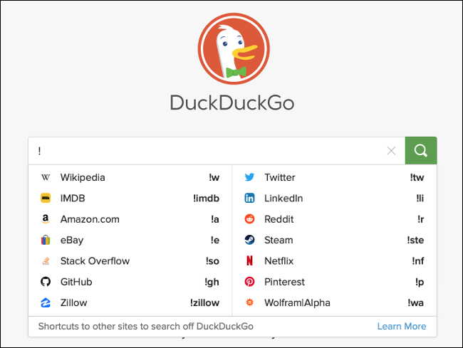 Usando franjas em DuckDuckGo para pesquisar sites específicos