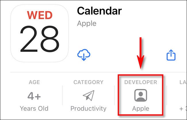Na iPhone App Store, verifique se o desenvolvedor é a Apple.