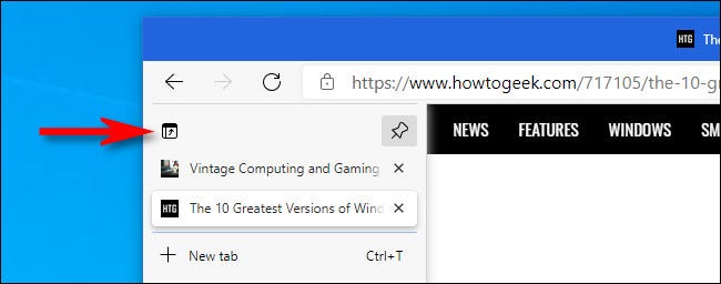 No Microsoft Edge, clique no botão guias verticais novamente para voltar para as guias horizontais.