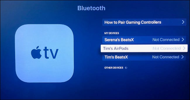 Emparelhe manualmente os AirPods com a Apple TV