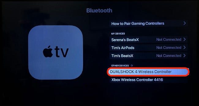 Emparelhando DualShock 4 com Apple TV