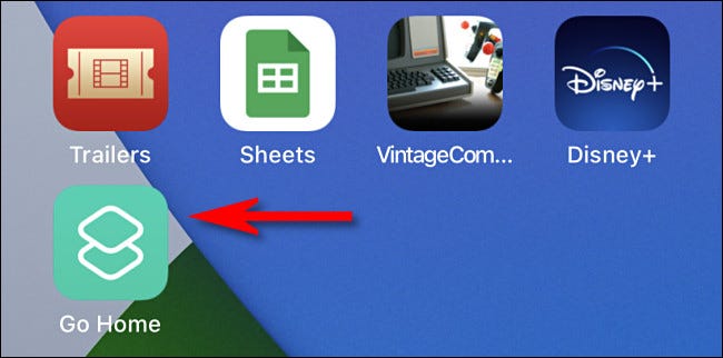 Toque no ícone "Ir para casa" na tela inicial para executar o atalho.