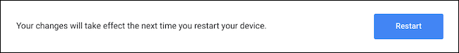 Reinicie o dispositivo para salvar a sinalização do Chromebook