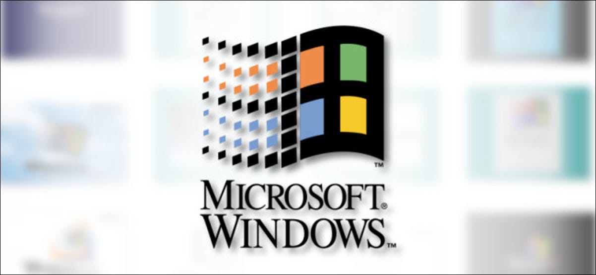 O logotipo clássico do Microsoft Windows em um fundo branco borrado